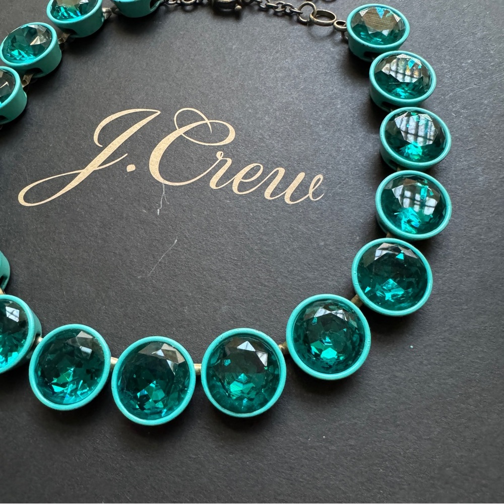 🌱 J. Crew Jumbo Brulee teal statement necklace - Picture 3 of 7
